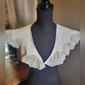 VINTAGE/ANTIQUE LOT OF SEVEN UNFINISHED COLLARS LACE,BEADS ETC.